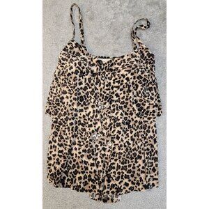 Aqua Green Tiered Leopard Print Tankini.  Size:  1X